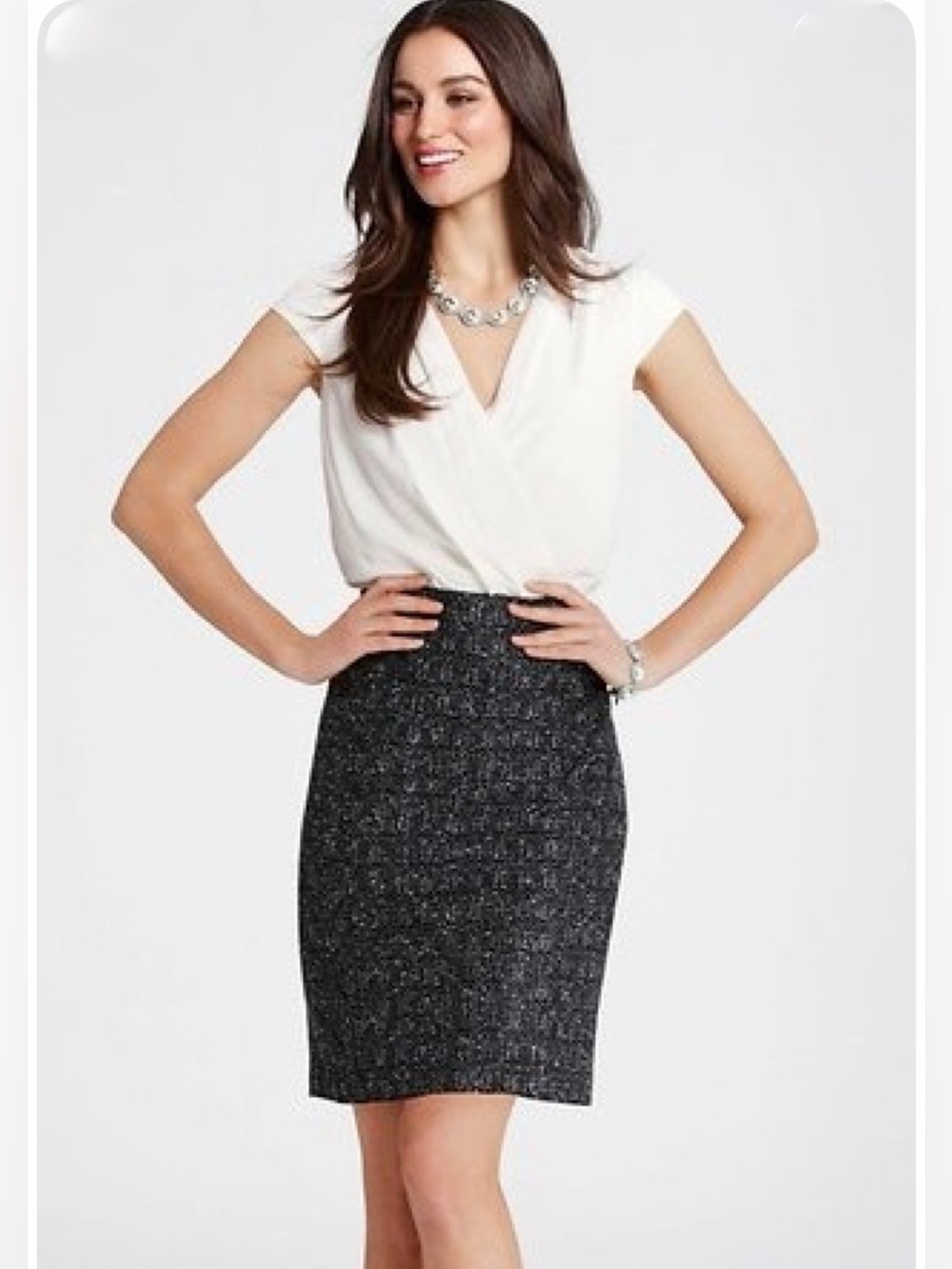 Ann Taylor Cap sleeve Blouson top Pencil skirt dress size 0
